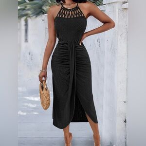 NWOT Chicme Black Halter Midi Dress
